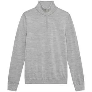 REISS BLACKHALL Merino Wool Zip Neck Ribbed Jumper